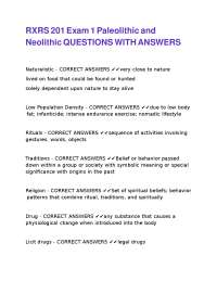 Paleolithic and Neolithic Exam Questions with Answers