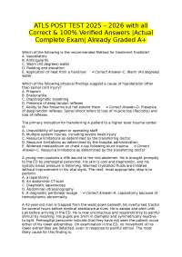 ATLS POST TEST 2025 – 2026 with all Correct & 100% Verified Answers |Actual Complete Exam|