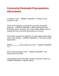 Community Paramedic Exam Questions and Answers