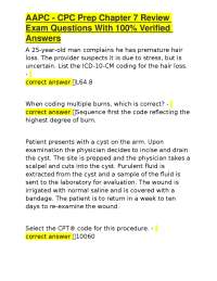 AAPC - CPC Prep Chapter 7 Review Exam Questions With 100% Verified Answers