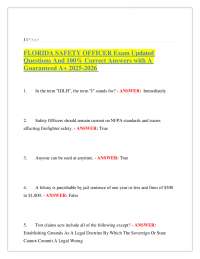 Florida Safety Officer Exam Questions and Answers 2025-2026