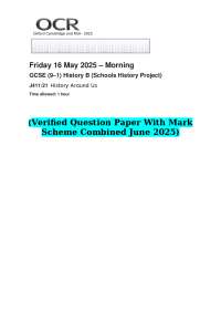 2025 OCR GCSE (9–1) History B (Schools History Project) J411/21 History Around Us