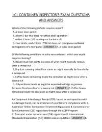 IICL Container Inspector Exam: Questions and Answers