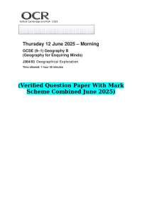 2025 OCR GCSE (9–1) Geography B (Geography for Enquiring Minds) J384/03 Geographical Explo