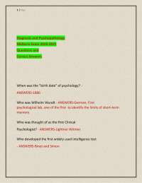 Diagnosis and Psychopathology Midterm Exam Q&A