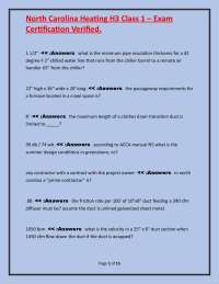 North Carolina Heating H3 Class 1 Exam Questions and Answers