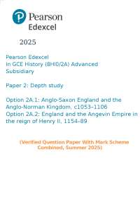 GCE History Exam Paper: Anglo-Saxon and Angevin England