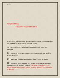 Campbells Biology 12th edition chapter 38 test bank