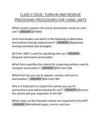 Ammunition Management Procedures: Questions and Answers