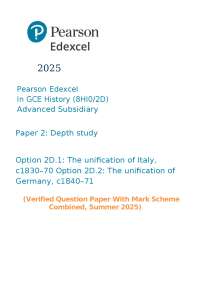 GCE History Exam Paper: Unification of Italy and Germany