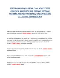 EMT Trauma Exam Questions and Answers 2025