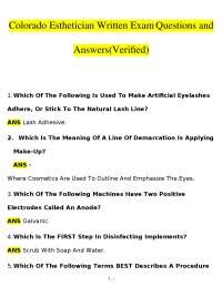 Colorado Esthetician Written Exam Questions & Answers (Verified)