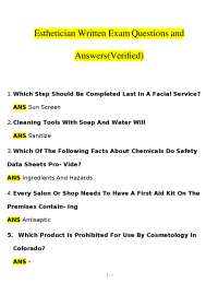 Esthetician Exam Questions and Answers: Comprehensive Study Guide