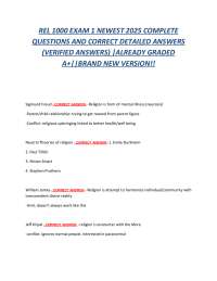 REL 1000 Exam 1: Complete Questions and Verified Answers (2025)