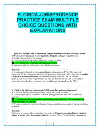 Florida Jurisprudence Exam: Multiple Choice Questions & Explanations for Physical Therapis
