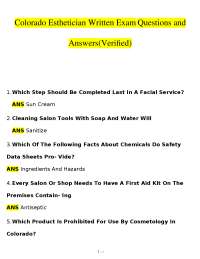 Colorado Esthetician Exam: Q&A Study Guide