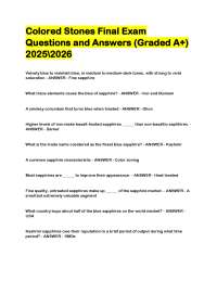 Colored Stones Final Exam Questions and Answers 2025-2026