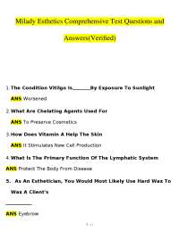 Milady Esthetics Comprehensive Test Questions & Answers (Verified)
