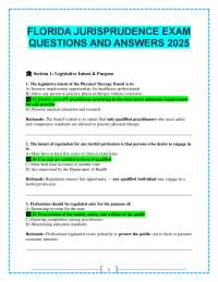 FLORIDA JURISPRUDENCE EXAM QUESTIONS AND ANSWERS 2025