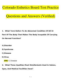 Colorado Esthetics Board Exam: Practice Questions and Answers