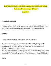 Esthetician State Board Exam Study Guide: Sanitation, Disinfection, and Safety