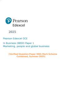 2025 Pearson Edexcel GCE In Business (9BS0) Paper 1 Marketing, people and global business