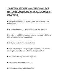 USPS EXAM 421 WINDOW CLERK PRACTICE TEST 2026 QUESTIONS WITH ALL COMPLETE SOLUTIONS