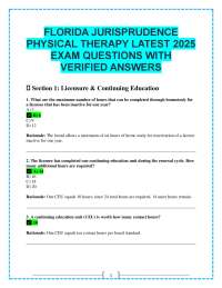 Physical Therapy Exam Questions and Answers 2025