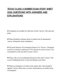 TEXAS CLASS A BARBER EXAM STUDY SHEET 2026 QUESTIONS WITH ANSWERS AND EXPLANATIONS