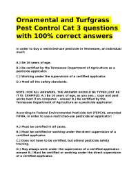 Ornamental and Turfgrass Pest Control Exam Questions and Answers