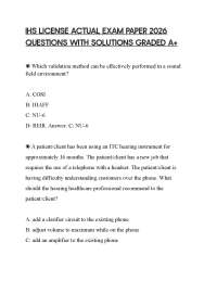 IHS LICENSE ACTUAL EXAM PAPER 2026 QUESTIONS WITH SOLUTIONS GRADED A+