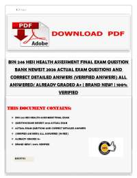 BSN 246 Health Assessment Final Exam Question Bank 2026