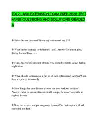TDLR LASH EXTENSION EXAM PREP 2026 TEST PAPER QUESTIONS AND SOLUTIONS GRADED A