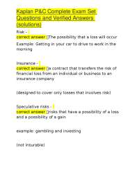 Property and Casualty Insurance Exam Questions and Answers