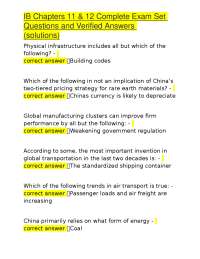 IB Chapters 11 & 12 Exam Questions and Answers