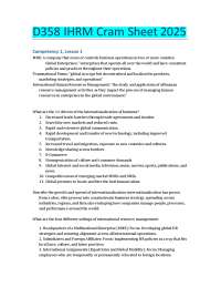 IHRM Cram Sheet: Key Concepts and Strategies