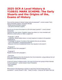 2025 OCR A Level History A Y108/01 MARK SCHEME: The Early Stuarts and the Origins of the,