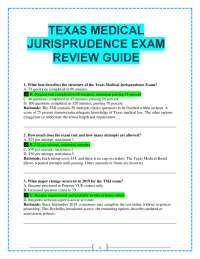 Texas Medical Jurisprudence Exam Review Guide: Questions and Answers