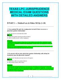 Texas LPC Jurisprudence: Medical Exam Questions and Detailed Answers