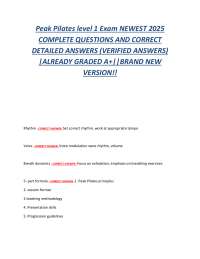 Peak Pilates Level 1 Exam: Questions and Answers