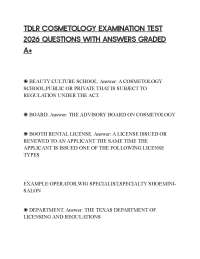 TDLR COSMETOLOGY EXAMINATION TEST 2026 QUESTIONS WITH ANSWERS GRADED A+