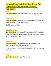 Risk Management and Insurance Exam Questions with Verified Answers