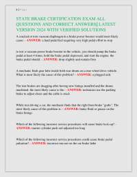 State Brake Certification Exam: Questions and Answers 2024