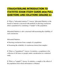 STRAIGHTERLINE INTRODUCTION TO STATISTICS EXAM STUDY GUIDE 2026 FULL QUESTIONS AND SOLUTIO
