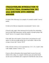 STRAIGHTERLINE INTRODUCTION TO STATISTICS FINAL EXAMINATION TEST 2026 QUESTIONS WITH VERIF