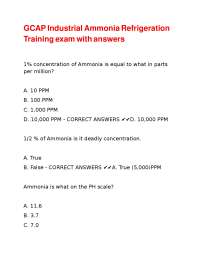 Ammonia Refrigeration Training Exam with Answers