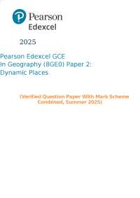 GCE Geography Exam Paper: Dynamic Places - Summer 2025