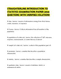 STRAIGHTERLINE INTRODUCTION TO STATISTICS EXAMINATION PAPER 2026 QUESTIONS WITH VERIFIED S