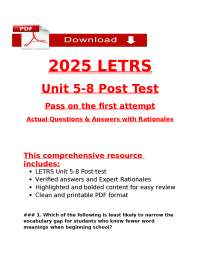 2025/2026 LETRS Units 5–8 Post Tests Q&A Guide & Study Resource