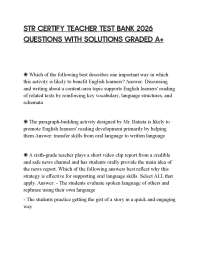 STR CERTIFY TEACHER TEST BANK 2026 QUESTIONS WITH SOLUTIONS GRADED A+